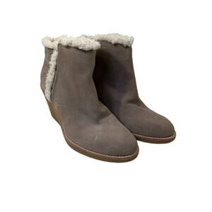Cole Haan Womens Michelle Ankle Boots Gray Brown Wedge Heels Zip Almond Toe 10 B